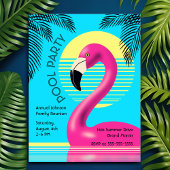 Zwembad Party Flamingo Float Retro Zomer Tropisch Uitnodiging Briefkaart