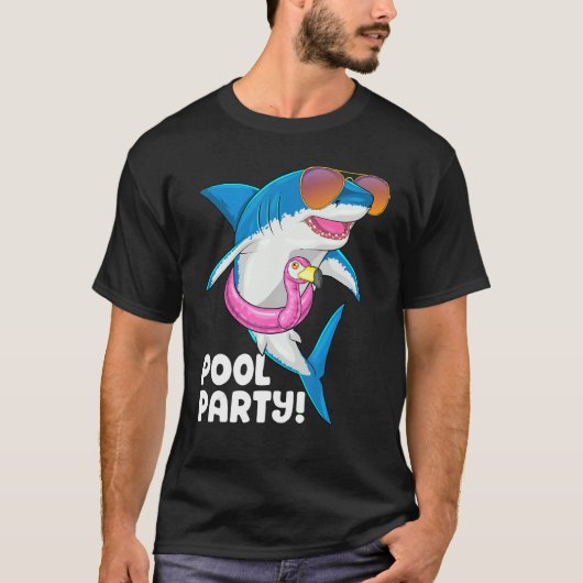Zwembad Party Flamingo Float Zomer Vakantie Haai S T-shirt (Voorkant)