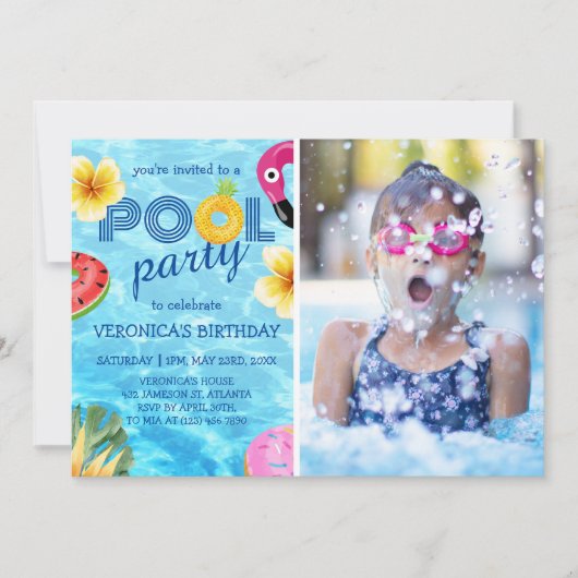 Zwembad Party Foto Zomer Verjaardag Kaart (Voorkant)