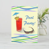 Zwembad Party-Fun Cocktail/Blue+Yellow Kaart (Staand voorkant)