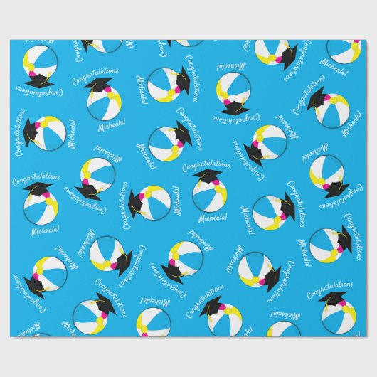 Zwembad Party Graduation Party Beach Ball Cadeaupapier (Vlak)