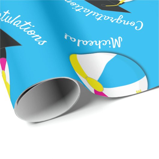 Zwembad Party Graduation Party Beach Ball Cadeaupapier (Rol Hoek)