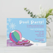 Zwembad Party in de winter Meisjes Binnen Sneeuwri Kaart (Staand voorkant)