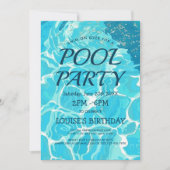 Zwembad Party In Lichtblauw Water Uitnodiging (Voorkant)
