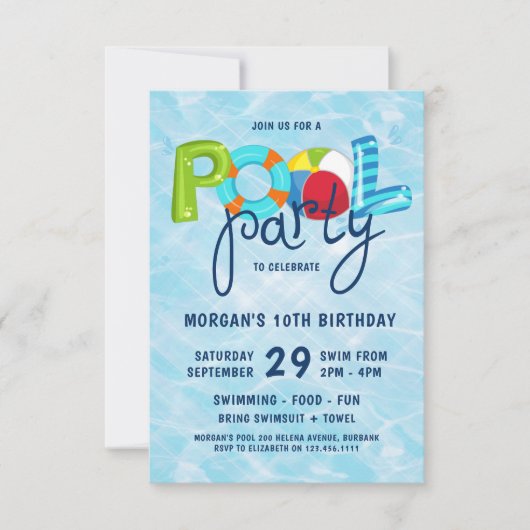 Zwembad Party Kind verjaardagsfeestje Kaart (Voorkant)