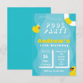 Zwembad Party - Kinder thema verjaardagsfeestuitno Kaart (Voorkant / Achterkant)