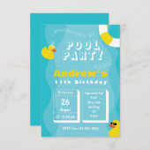 Zwembad Party - Kinder thema verjaardagsfeestuitno Kaart (Voorkant / Achterkant)