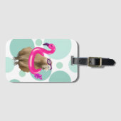 Zwembad Party Leuke Capybara met roze flamingo vlo Bagagelabel (Voorkant (horizontaal))