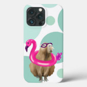 Zwembad Party Leuke Capybara met roze flamingo vlo Case-Mate iPhone Case (Achterkant)