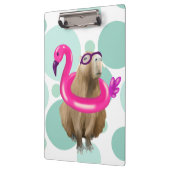 Zwembad Party Leuke Capybara met roze flamingo vlo Klembord (Links)