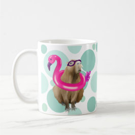 Zwembad Party Leuke Capybara met roze flamingo vlo Koffiemok
