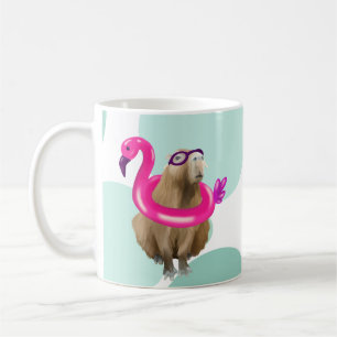 Zwembad Party Leuke Capybara met roze flamingo vlo Koffiemok