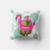 Zwembad Party Leuke Capybara met roze flamingo vlo Kussen (Voorkant)