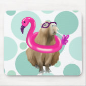 Zwembad Party Leuke Capybara met roze flamingo vlo Muismat (Voorkant)