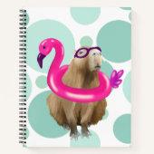Zwembad Party Leuke Capybara met roze flamingo vlo Notitieboek (Voorkant)