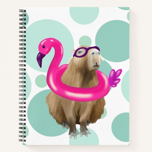 Zwembad Party Leuke Capybara met roze flamingo vlo Notitieboek (Voorkant)