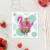 Zwembad Party Leuke Capybara met roze flamingo vlo Servet (Insitu)