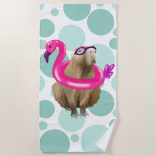 Zwembad Party Leuke Capybara met roze flamingo vlo Strandlaken