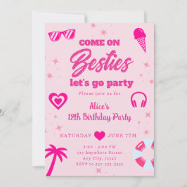 Zwembad Party Malibu Pink Doll Beach Verjaardag Kaart
