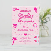 Zwembad Party Malibu Pink Doll Beach Verjaardag Kaart (Staand voorkant)