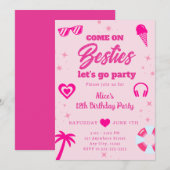 Zwembad Party Malibu Pink Doll Beach Verjaardag Kaart (Voorkant / Achterkant)