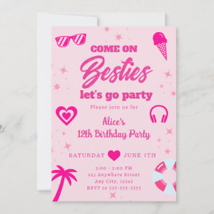 Zwembad Party Malibu Pink Doll Beach Verjaardag Kaart