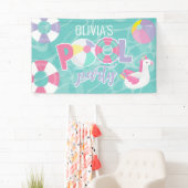 Zwembad Party Meisje Eenhoorn Roze en Paarse Verja Spandoek (Insitu)