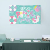 Zwembad Party Meisje Eenhoorn Roze en Paarse Verja Spandoek (Beurs)