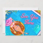 Zwembad Party - Meisje met foto uitnodiging (Achterkant)