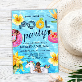 Zwembad Party Modern Tropische Zomer Verjaardag Kaart