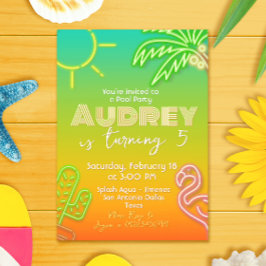 Zwembad Party Neon - Tropisch - Aloha Kaart