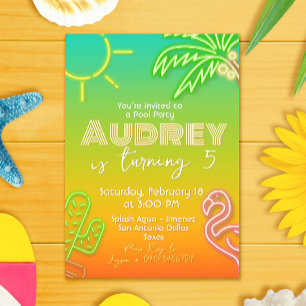 Zwembad Party Neon - Tropisch - Aloha Kaart