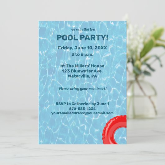 Zwembad Party Onder het Water Kaart (Staand voorkant)