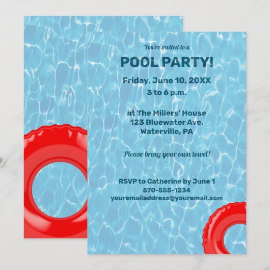 Zwembad Party Onder het Water Kaart (Voorkant / Achterkant)