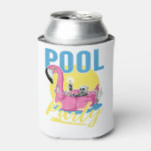 Zwembad Party Roze Flamingo Skull Blikjeskoeler (Blikje Voorkant)