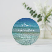 Zwembad Party Strand Party Water Ronde uitnodiging (Staand voorkant)