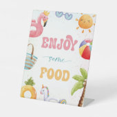 Zwembad Party, strand verjaardagsfeestje Geniet va Reclamebord Met Voetstuk (Voorkant)