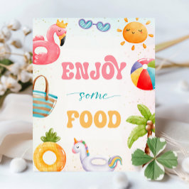 Zwembad Party, strand verjaardagsfeestje Geniet va Reclamebord Met Voetstuk