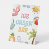Zwembad Party, Strand Verjaardagsfeestje IJsbar Reclamebord Met Voetstuk (Voorkant)