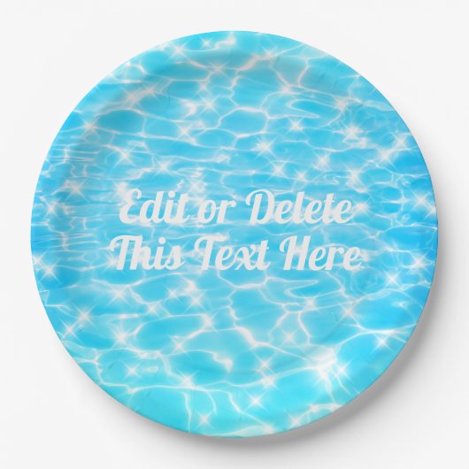 Zwembad Party Summer Beach Verjaardagsfeest Custom Papieren Bordje (Voorkant)