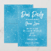 Zwembad Party Sweet 16 Water Blue Minimalist Bday Uitnodiging Briefkaart (Voorkant / Achterkant)