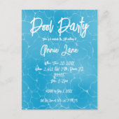 Zwembad Party Sweet 16 Water Blue Minimalist Bday Uitnodiging Briefkaart (Voorkant)