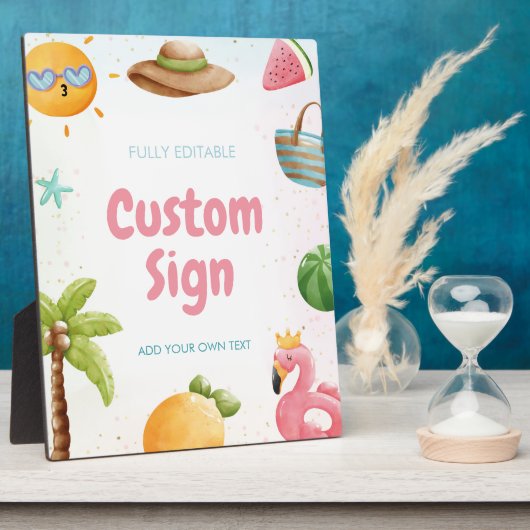 Zwembad Party, Tropisch strand Verjaardagsfeestbor Fotoplaat (Zijkant)