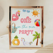 Zwembad Party, Tropisch strand Verjaardagsfeestbor Reclamebord Met Voetstuk