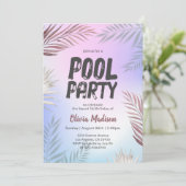 Zwembad Party Tropische Palm Sweet 16 Verjaardag Kaart (Staand voorkant)