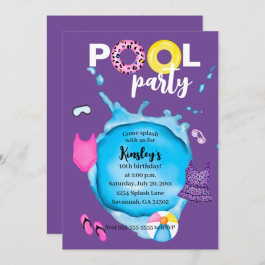 Zwembad Party Verjaardag Splash Leopard Badpak Paa Kaart (Voorkant / Achterkant)