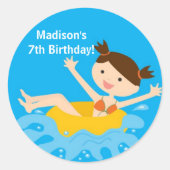 Zwembad Party Verjaardag Sticker (Voorkant)