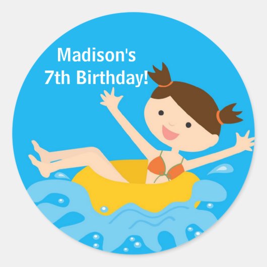 Zwembad Party Verjaardag Sticker (Voorkant)