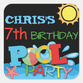 Zwembad Party Verjaardag Sticker