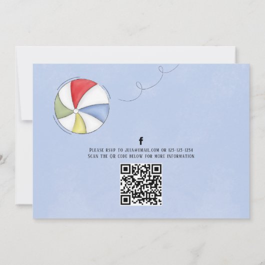 Zwembad Party Verjaardag Zomer Trendy Waterverf St Kaart (Achterkant)